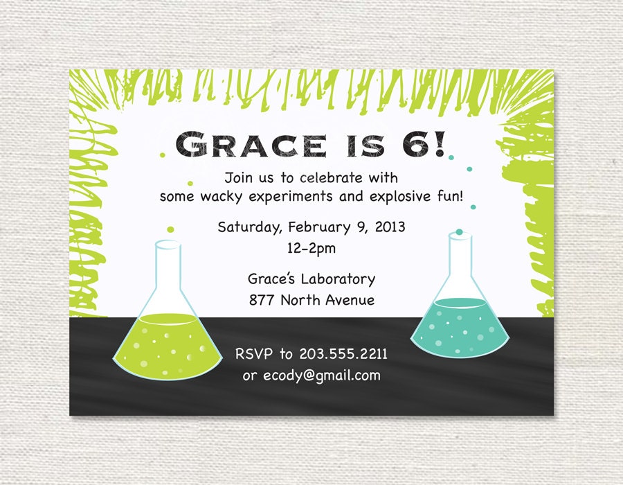Mad Science Birthday Invitation - Printable Birthday Party Invite - Personalized Kid's Birthday Invitation - 7x5 OR 6x4 DIY Printable Il_570xn