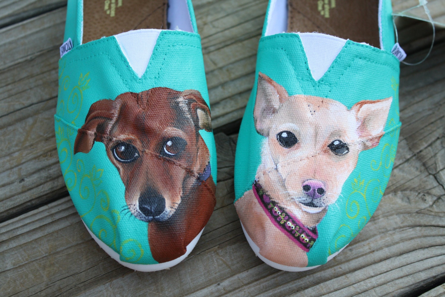 Custom Pet Design Original Custom Acrylic Painting for Toms/Canvas Shoes TOMS NOT INCLUDED