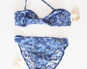 80s Bandeau Bikini Set // Vintage Two piece Swimsuit // Halterneck or Strapless Bikini // Size 42 B Cup