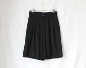 High waist Shorts // Vintage Black Tailored Shorts // Small Wool Shorts