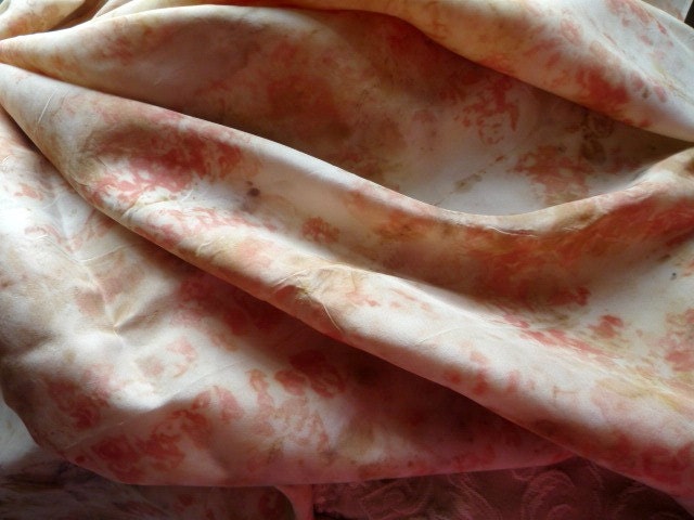 Silk habotai.Eco print.Eucalyptus red.Patterned silk.Sewing supplies.Felting supplies.Organic silk.Craft supplies.