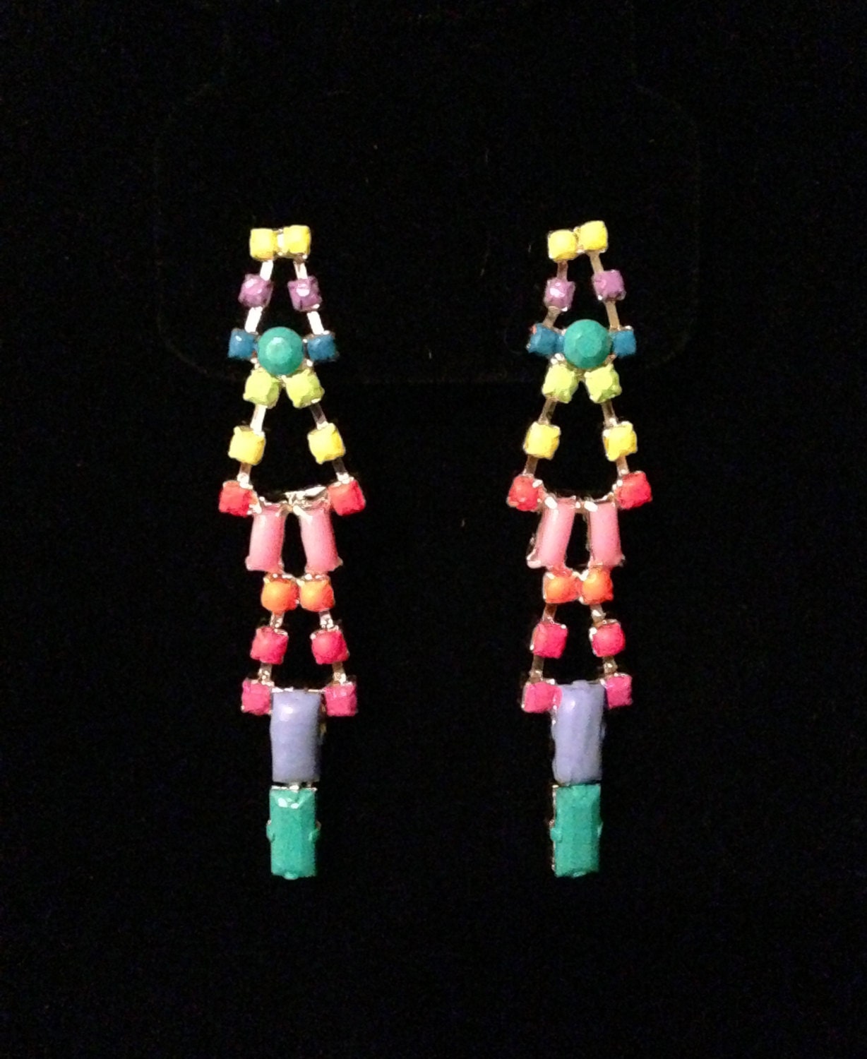 Handpainted rhinestone earrings