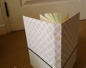 handmade notebook, diary, journal, eco friendly sketch book, scrapbook, recycled vintage  wallpaper with ribbon, reconstruction - greenery