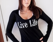 Live Life Long sleeve thumb hole shirt
