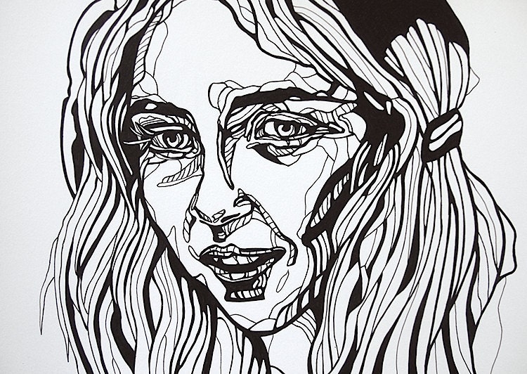 Original Artwork - Portrait Illustration - Jan Drawing 12 by Lucita Peek