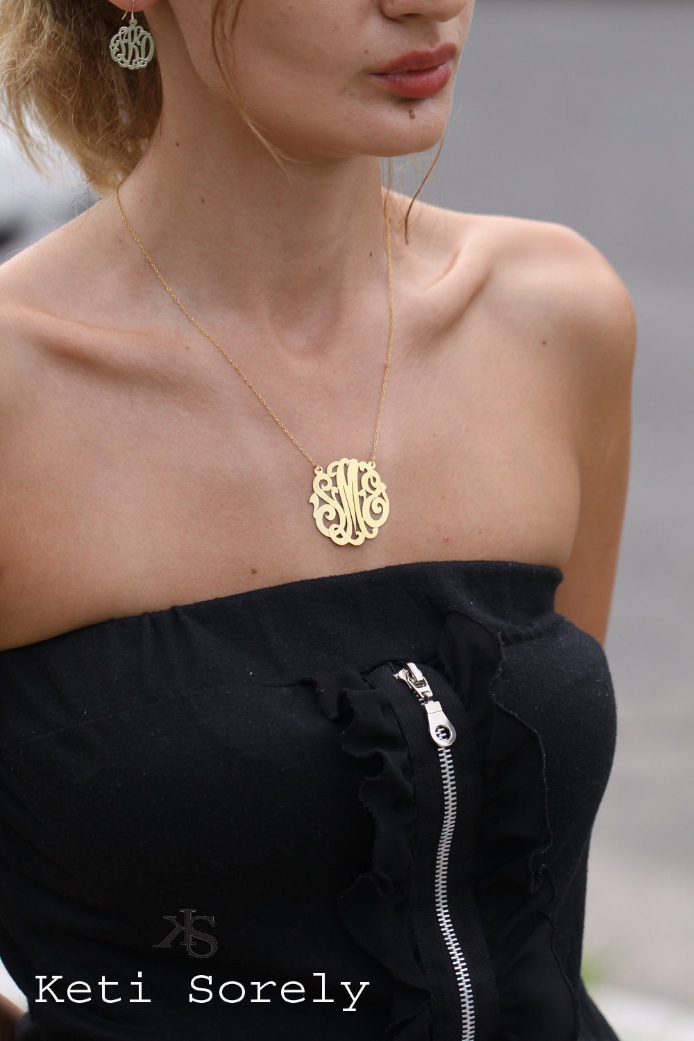 Monogram Necklace - Personalized Initials Made from 24k Gold and silver