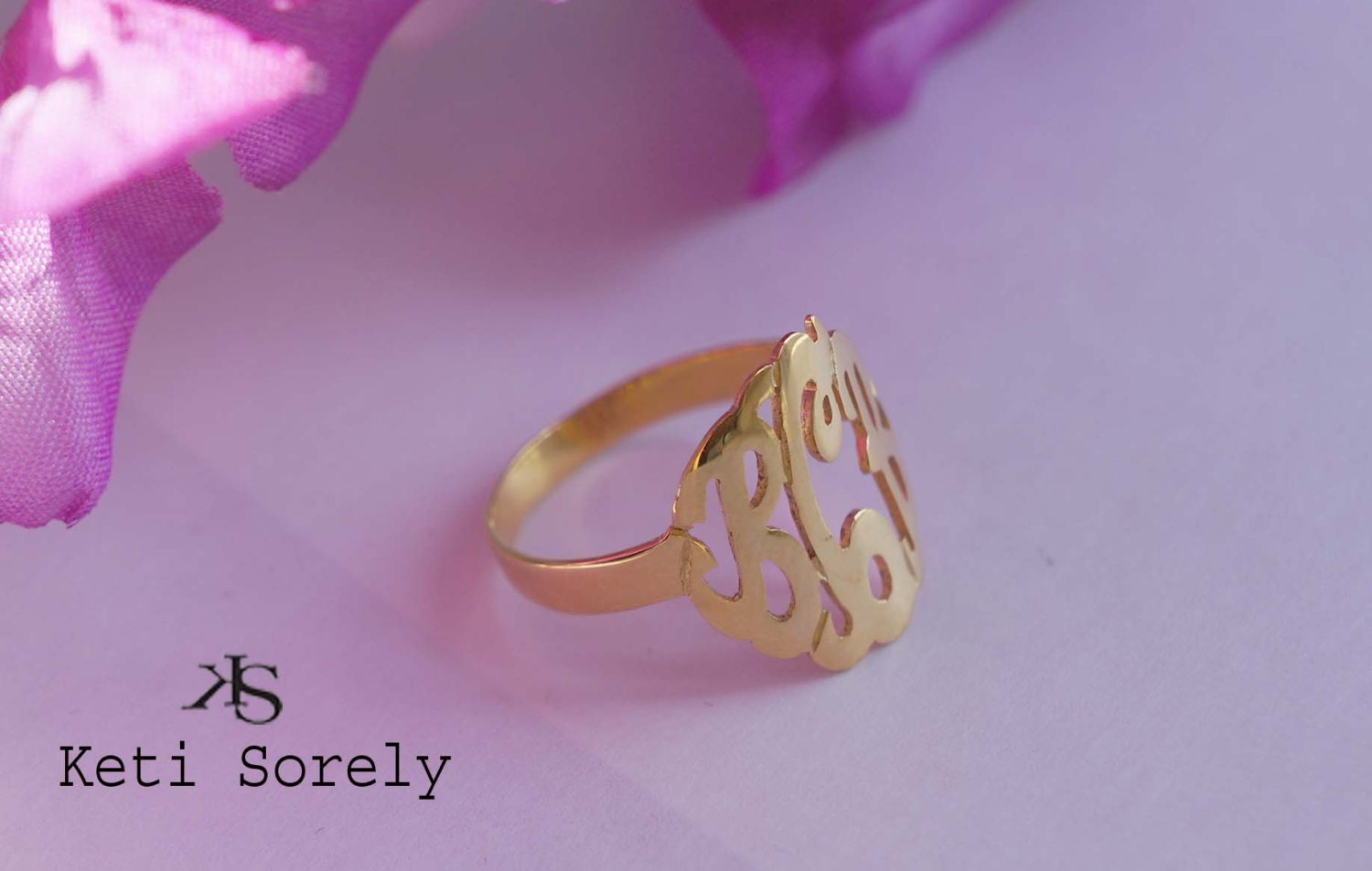 Monogrammed Initials Ring - Sterling Silver w/24K Gold Overlay (Choose Your Initials)