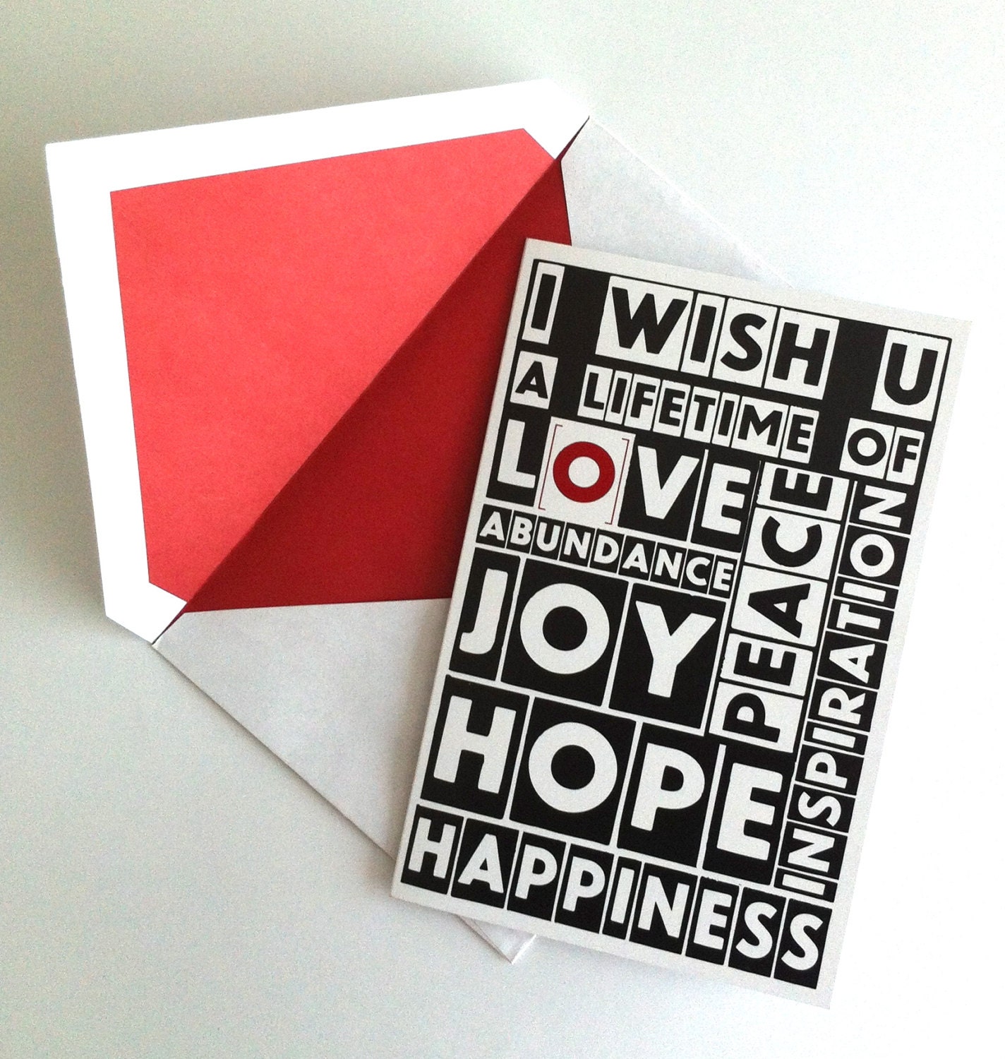 Greeting Card - All Occasions -  I wish you - Black & Red Print