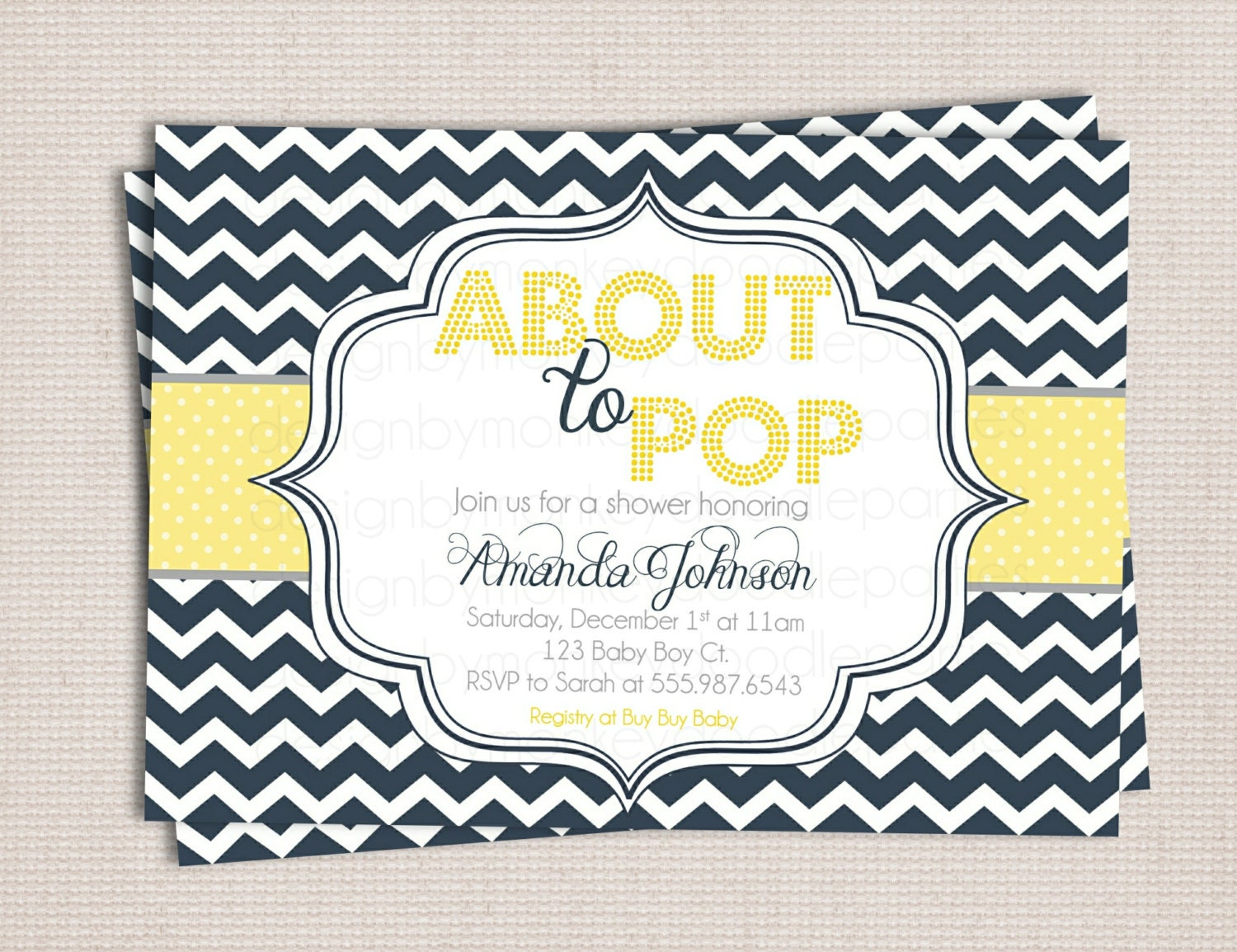 About to Pop Chic Chevron Baby Shower Custom Printable Shower Invitation Il_170x135