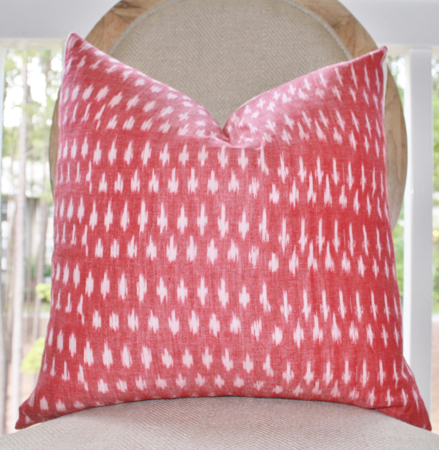 Decorative Pink Pillow - Modern Geometric Pink Raspberry Pillow Cover - Throw Pillow - Designer Pillow - Fuchsia Ikat Pillow