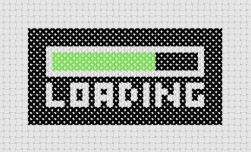 Loading Cross Stitch PDF Pattern - Immediate Download from Etsy - Geek Black / Green Computer Tech Loading Bar