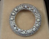 Unique Vintage West German Sterling Brooch Pin w/ Austrian Crystal Arts and Crafts Movement