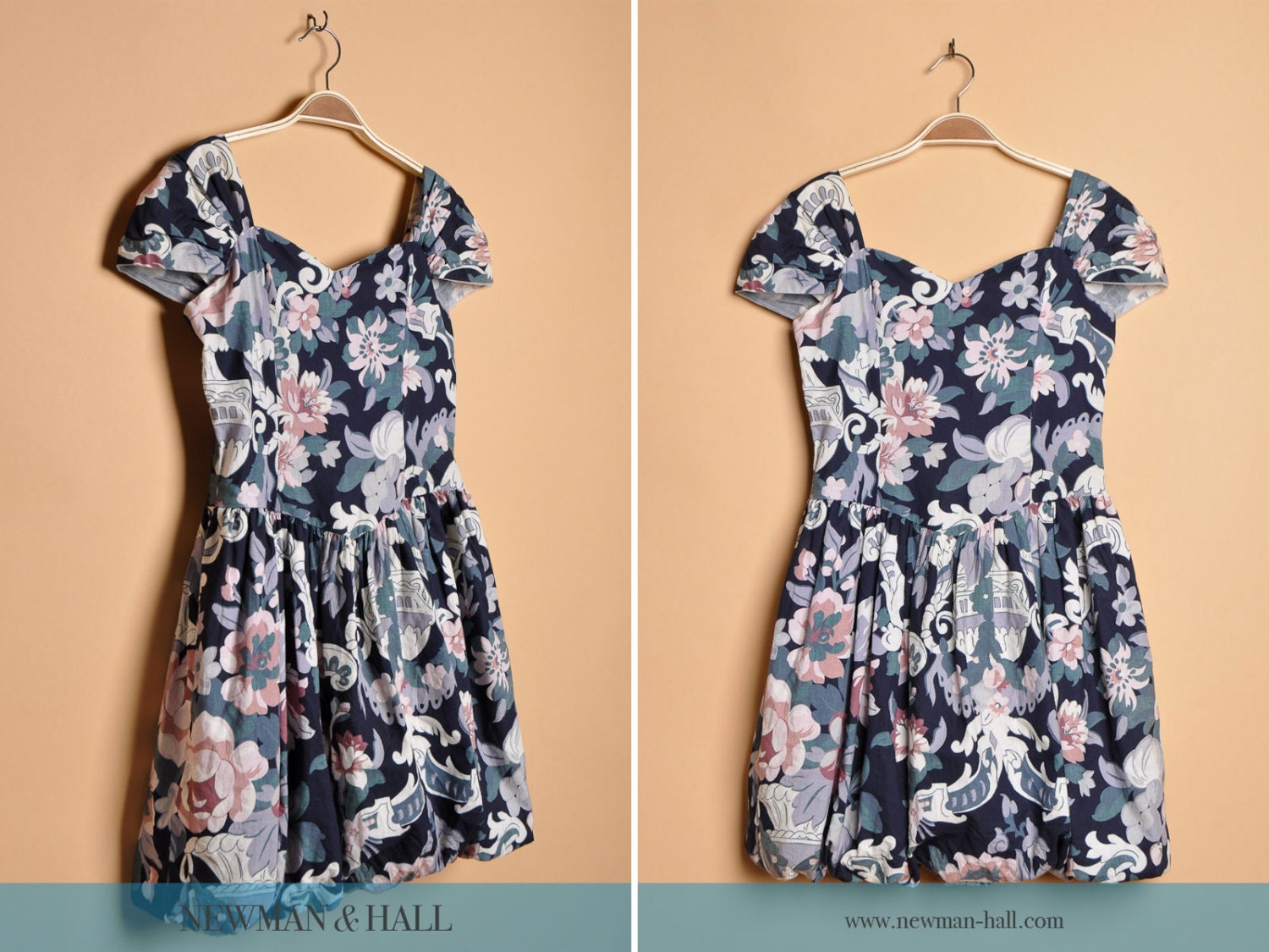 Vintage 1990s Floral Party Dress wih Bubble Skirt, By Jessica McClintock, Gunne Sax, Size Small