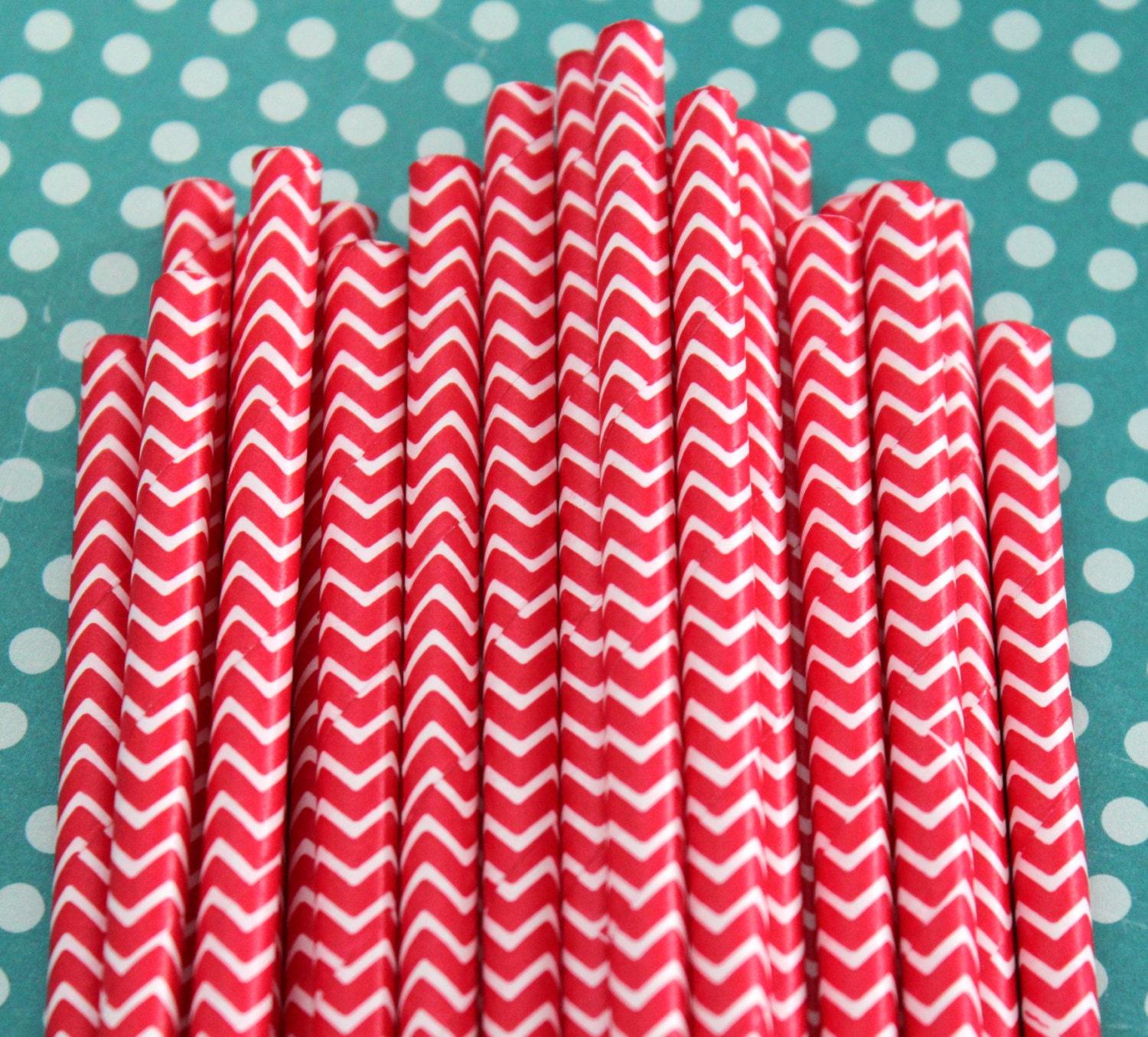 50 RED CHEVRON Paper Straws, Stripe Straws, Party Straws, Chevron, Wedding Straws