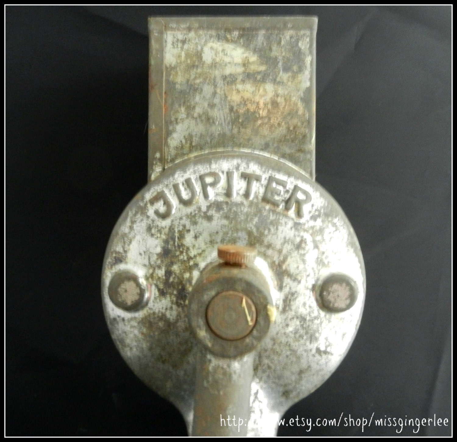 Table top Jupiter meat grinder, vintage kitchen tool made in Germany. Retro, shabby chic, farmhouse style with great patina.