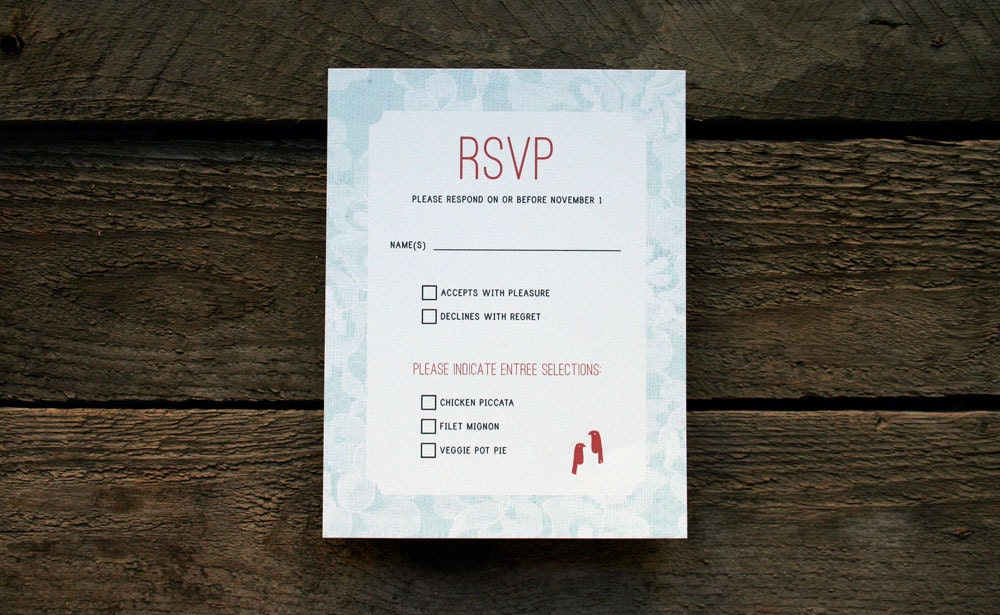 DIY Printable Winter Wedding Lace RSVP Card