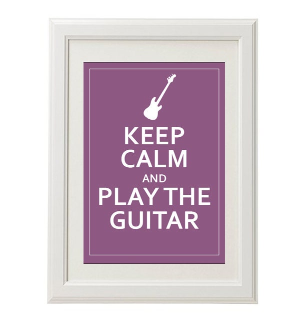 keep calm and play the guitar, purple poster, 8''x10'', free shipping, spring decor