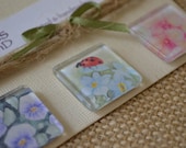 Glass tile magnets nature inspired watercolor garden set super strong kitchen magnets