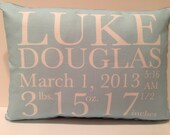 Birth Announcement Pillow baby gift birthday baby shower new baby baby girl baby boy baby chevron pillow custom pillow