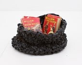 crochet basket or planter made with up-cycled bicycle rubber inner tubes