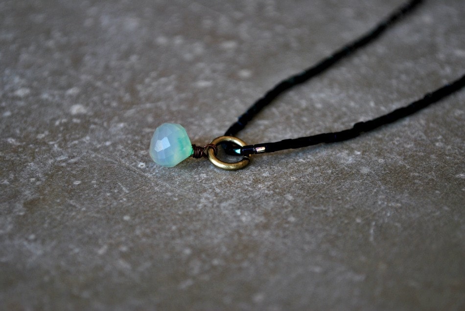 Light Aqua Quartz Necklace. Stacking. Minimalist