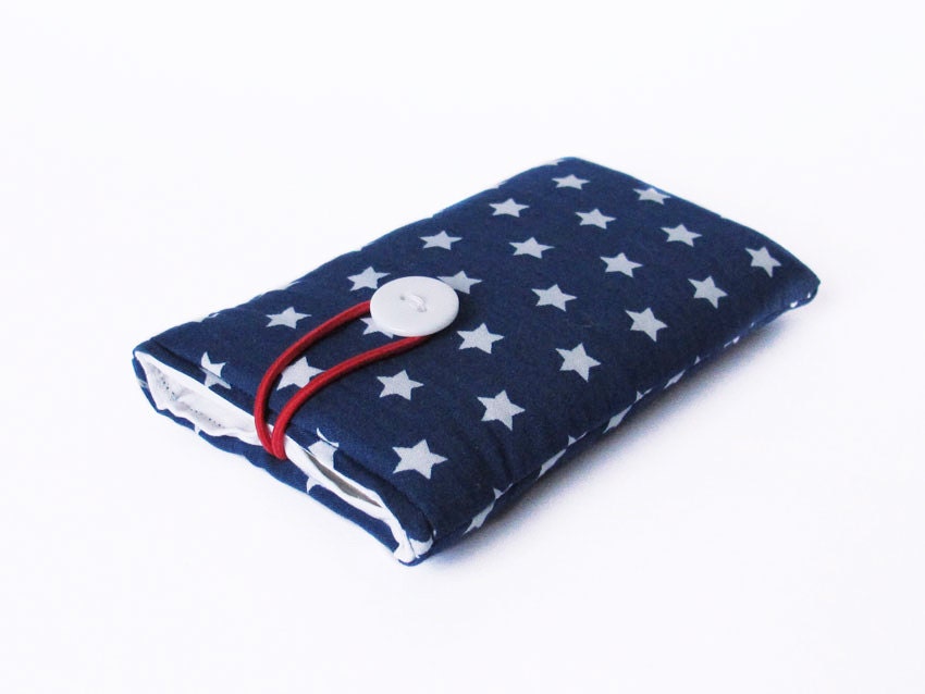 iPhone case, cover, bag, etui, mobile, Smartphone, stars, dark blue, oxford, fabric, cotton, padded, handmade, 4S, 4, 3GS, 3G, 5