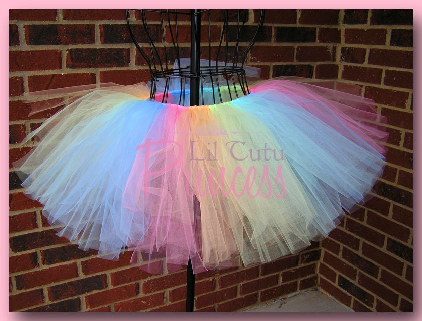 Kaylee - Pastel Rainbow Tutu - Pink, Peach, Mint, Aqua and Light Blue - Available in Infant, Toddler, Girls, Teenager and Adult Sizes