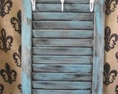 Aqua black Bath Hook Shabby Chic Old Shutter Wall Decor Towel Rustic Metal Holder Cast Iron