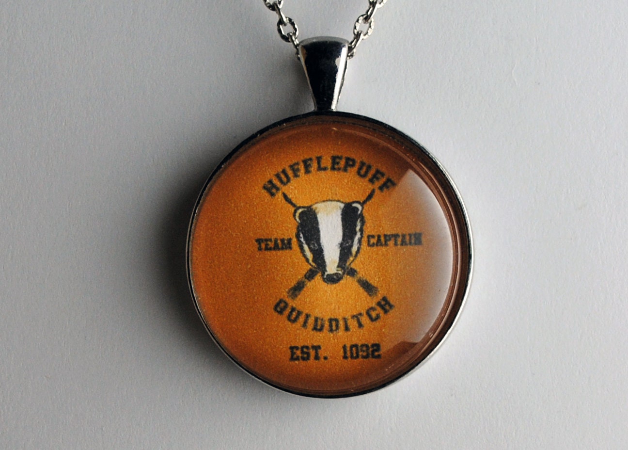 Harry Potter Inspired Necklace Hufflepuff Quidditch Pendant In Antique Silver