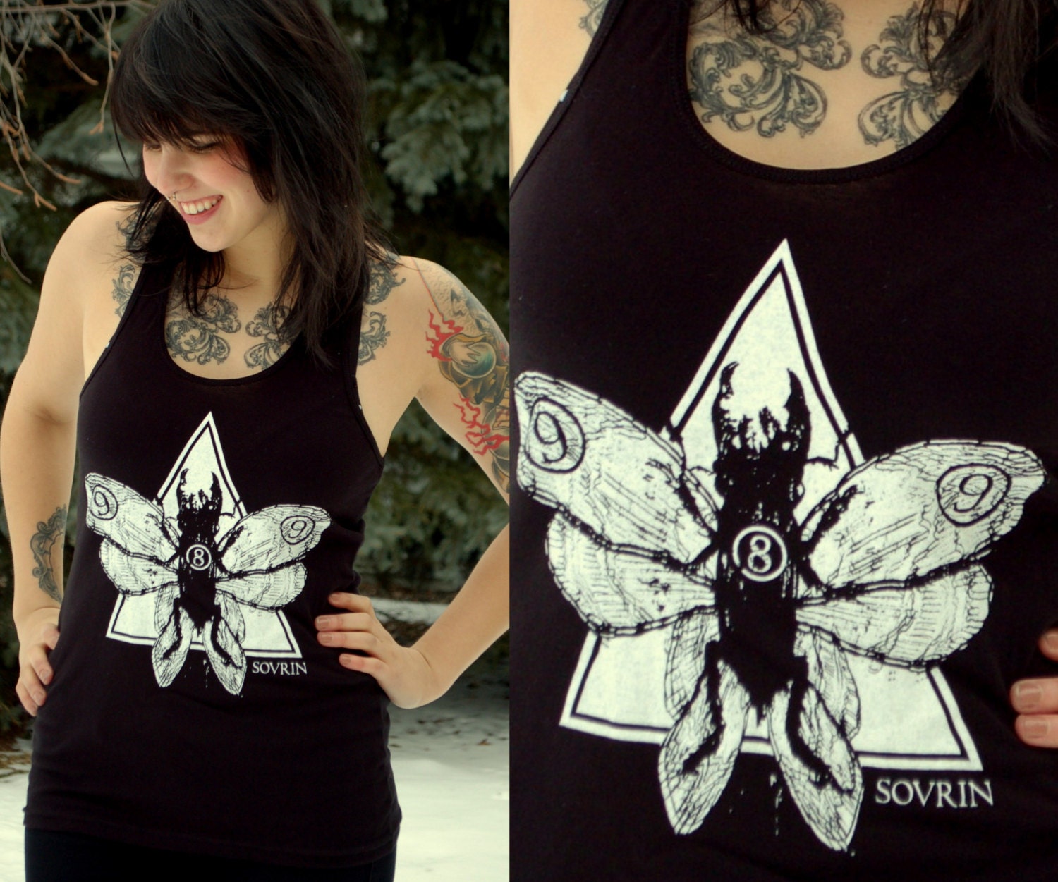 SIZE LARGE women's stag beetle racerback tank