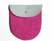 Soft Leather Pouch // fuschia suede with soft grey leather