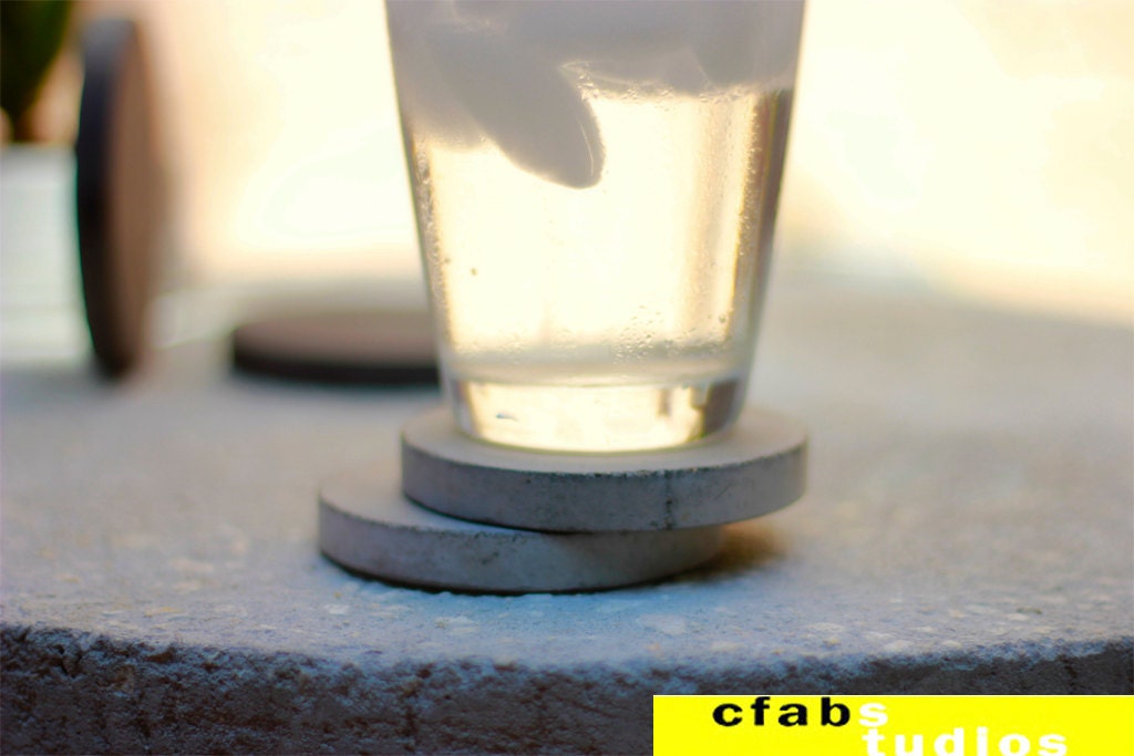 Concrete Coaster Water Absorbing 3" Stone Large Cast Ultra Set