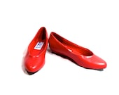 Red Flats 80s Rocker // Vintage Red Retro Shoes - TryItOnAgain