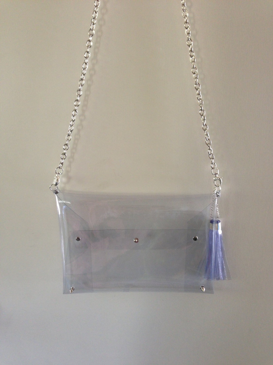 Clear chain purse with tassel