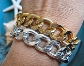 Boho Chic Double Wrap 18K Gold and Silver Plated Chunky Chain Stacking Bracelet...."FREE SHIPPING"