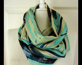 LIX PERLE:  Ocean Avenue Infinity Scarf, Silky, Dressy, Ocean Aqua, Circular tube versatile unisex scarf