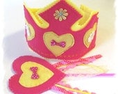 Felt Birthday Party Crown and wand, Fairy Tiara, Felt Crown