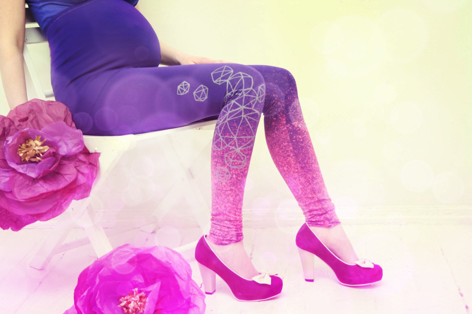 Violet crystal maternity leggings - with diamond print