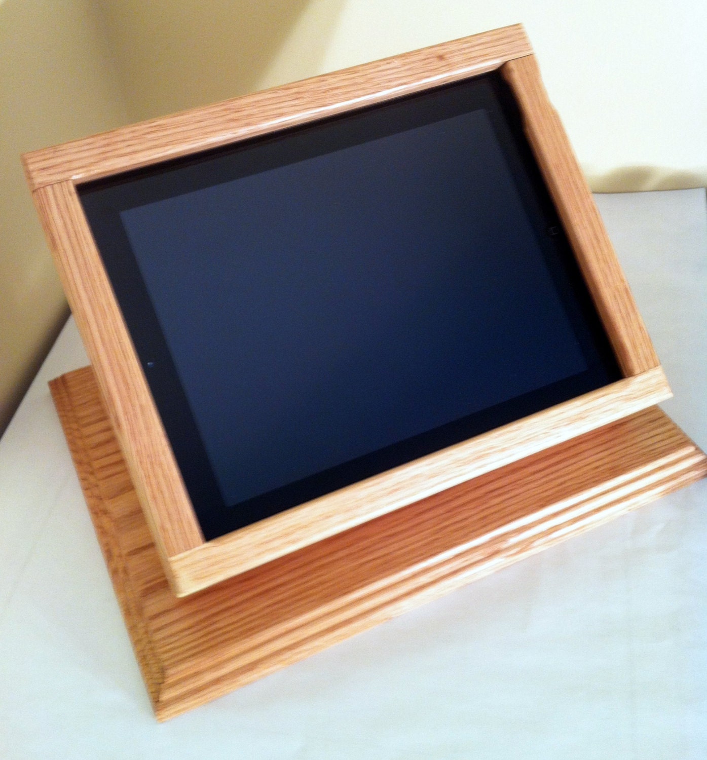 iPad  Tilting Desktop Stand for Square and other Retail Applications (Oak with Natural Finish)