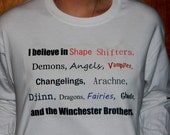 Supernatural Winchesters And Monsters Long Sleeved T-Shirt. Customize To Size And Color.