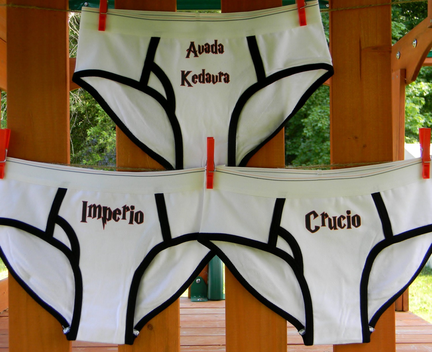 Unforgivable Curse Panty Set. Imperio, Crucio, Avada Kadavra. Harry Potter Inspired Boy Brief Style Panty. Customize By Size.