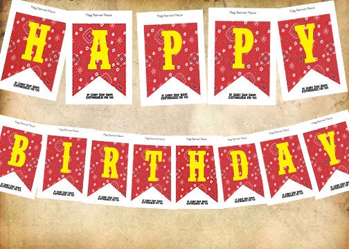 INSTANT DOWNLOAD Vintage Cowboy Birthday Banner, Cowboy Birthday, Printable Birthday banner, Cowgirl Birthday