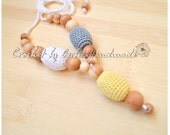 Nursing necklace & Teething necklace - babywearing children eco friendly - gray yellow white READY TO SHIP