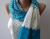 Gorgeous Scarf   Elegant and Classy  blue polka dot