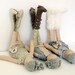 Handmade fabric doll in metallic skirt & top, with silver sumptuous boots