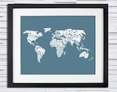World Word Map - A typographic word map of the Countries of the World.