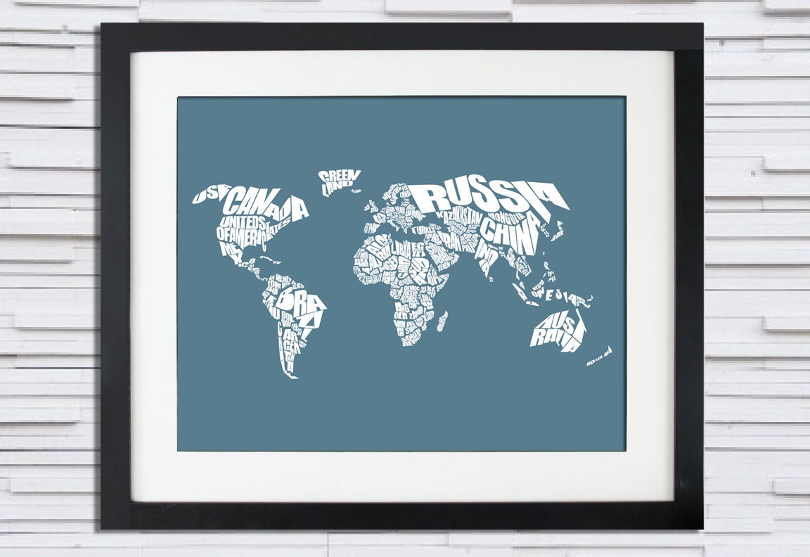 World Word Map - A typographic word map of the Countries of the World.