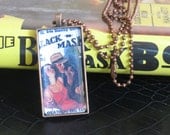Pulp Fiction Domino Pendant Antique Copper Necklace Black Mask Magazine Mystery Thriller