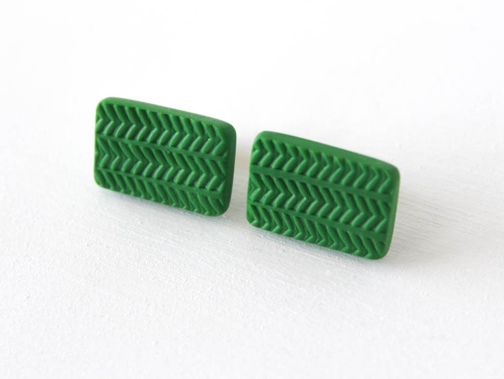 Geometric Stud Earrings, Patterned Polymer Clay Stud Earrings