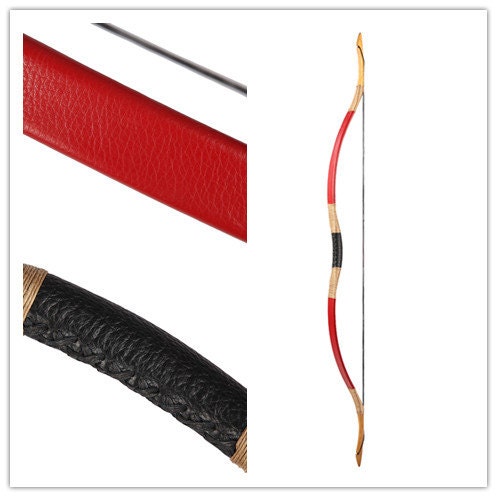 show it off to friend hunting 20-80lbs RED Leather Recurve longbow brand longbowmaker